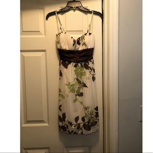 Size medium brown green floral vines formal dress with adjustable straps